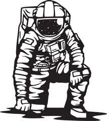 spacecraft landing in the moon character clipart vector illustration 