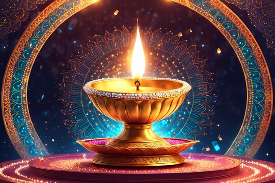 Burning Diwali Diya in the dark, Background, Diwali decorations