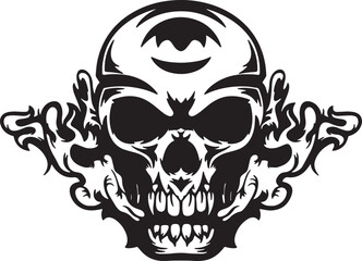skull are smoking effect silhouette clipart vector illustration