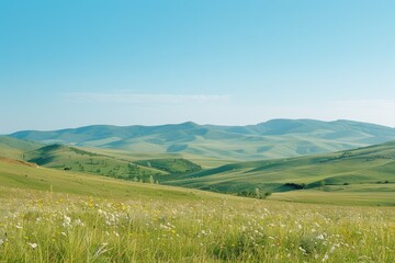 Obraz premium Peaceful Landscape of Rolling Hills and Meadows