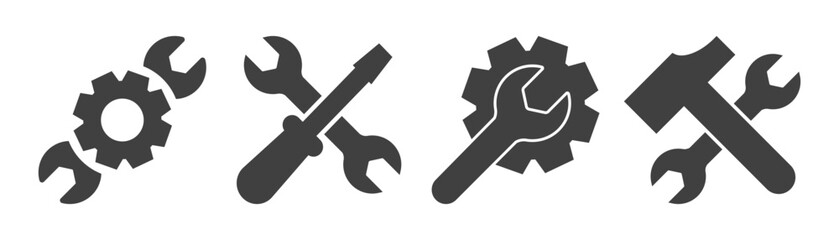 set of tools icons on white background