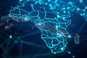 Futuristic Africa Network Map. Generative AI.