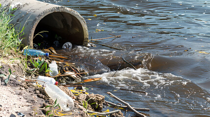Polluted Storm water Drain Carrying Urban Runoff - Environmental Impact