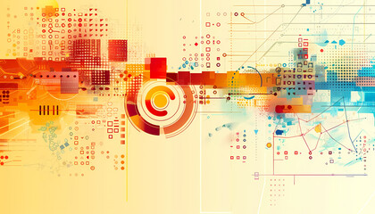 Naklejka premium Pale Abstract Composition: Digital Elements in Ethereal Harmony