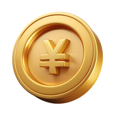 Obraz premium Gold Chinese yuan coin, 3d realistic gold coin icon with transparent PNG background