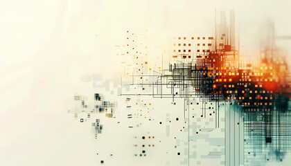 Pale Abstract Composition: Digital Elements in Ethereal Harmony