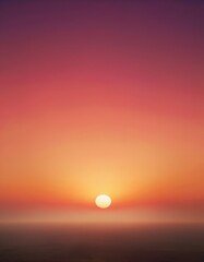 A tranquil sunset view, showcasing the warm glow of the sun dipping into the horizon beneath a soft gradient of sunset colors.