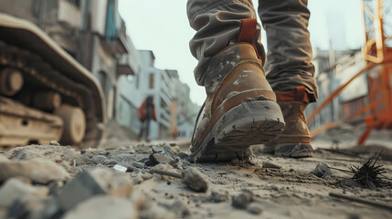 Construction Worker on Job Site: Real-Life Building Action