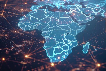 Africa Digital Network Map. Generative AI.