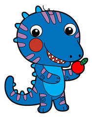 cartoon scene with happy funny dinosaur  dino lizard dragon kid  child having fun playing kindergarten isolated background illustration