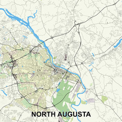 North Augusta, South Carolina, USA map poster art