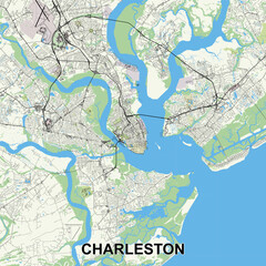 Charleston, South Carolina, USA map poster art