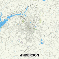 Anderson, South Carolina, USA map poster art