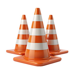 isolate of realistic orange traffic warning cone falling for under construction maintenance attention