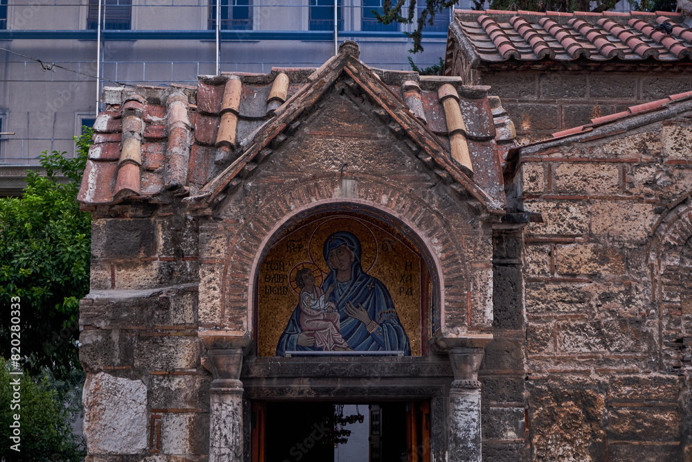 Wall mural Christian Church of Panaghia Kapnikarea - one of the oldest churches in Athens, Greece