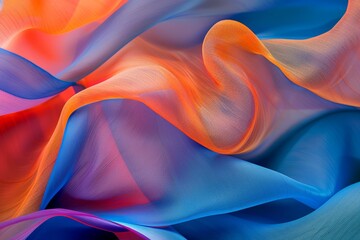 Obraz premium Abstract background featuring a vibrant multicolor spectrum with neon orange and blue rays and colorful glowing lines.