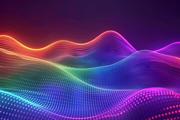 Abstract background featuring a vibrant multicolor spectrum with neon orange and blue rays and colorful glowing lines.