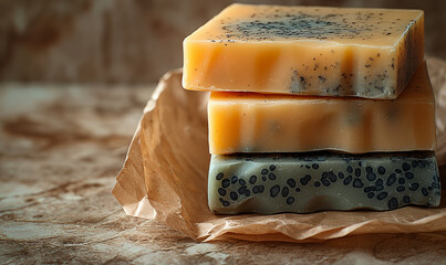 Colorful Handmade Soaps on Display.