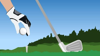 animation of a hand put the golf ball