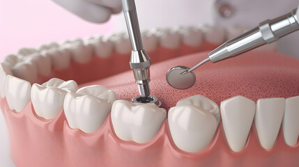 High-resolution image depicting the process of dental implant installation
