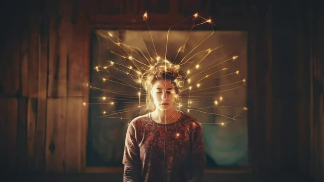 Video of woman developing her emotional intelligence. Concept exploring the mind, self-discovery, introspection, thinking process.