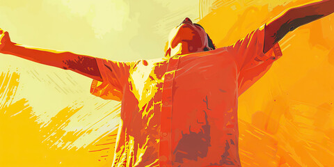 Rising Above Addiction: A resolute figure stretches forward, embracing the path to sobriety with open arms.