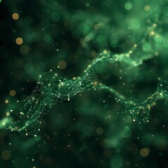 Abstract futuristic - Molecules technology with polygonal shapes on green background.