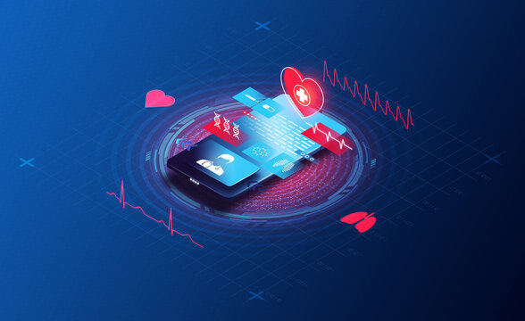 Connected Care Concept - The Future of Health Technology - 3D Illustration