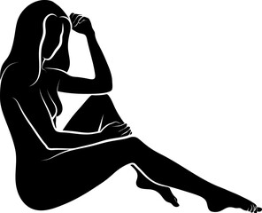 Silhouette of Sitting Woman 