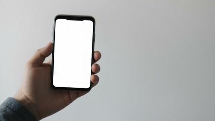 Person holding up Phone with blank screen