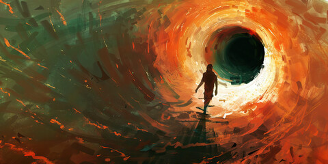 Rebirth From Ruin: A person breaking free from the vicious cycle of addiction, rising above their struggles and finding a new path to inner peace and self-discovery.