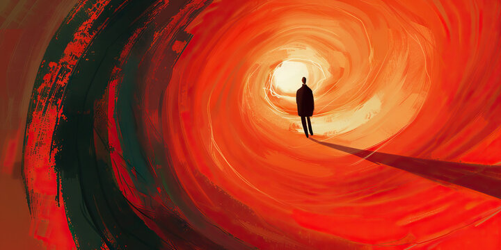 Rebirth From Ruin: A person breaking free from the vicious cycle of addiction, rising above their struggles and finding a new path to inner peace and self-discovery.