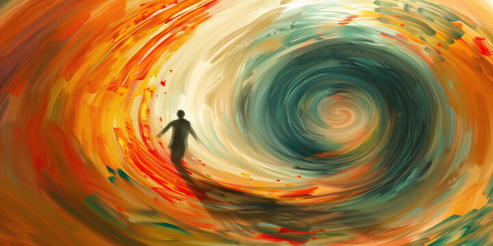 Rebirth From Ruin: A person breaking free from the vicious cycle of addiction, rising above their struggles and finding a new path to inner peace and self-discovery.