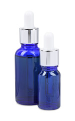 Blue bottles with tincture isolated on white