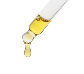 Fototapeta premium Dripping tincture from pipette isolated on white