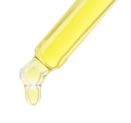 Dripping tincture from pipette isolated on white