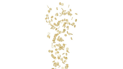 Jackpot or win concept. Coins explosion on isolated background.