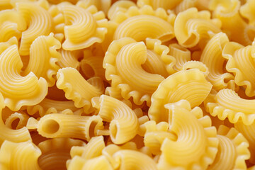 Dry Uncooked Italian Creste di Gallo Pasta Close Up