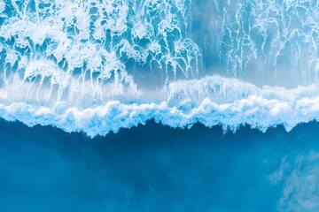 Aerial Top View of Ocean Wave in Blue Sea