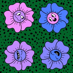 Cartoon flower seamless pattern for wrapping paper and fabrics and linens and kids clothes print