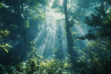 Obraz premium sun rays in the forest