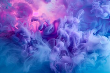 Fototapeta premium Blue purple abstract background, luxury colored smoke, acrylic paint underwater explosion, cosmic swirling ink