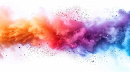 Fototapeta premium colorful rainbow holi paint color powder explosion isolated white wide panorama background. space for text 