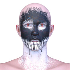 ホラーメイクアップの男性　3DCGレンダリング