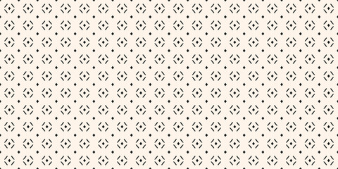 Vector minimalist seamless pattern, abstract black and white geometric background with tiny rhombuses and lines. Modern monochrome minimal texture. Repeated design for print, decor, textile, covering
