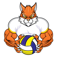 volleyball mascot squirrel vector illustration design