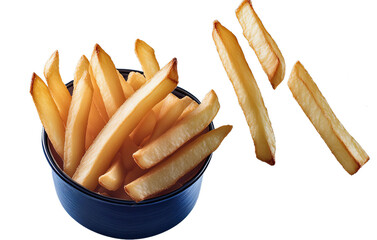 Tasty Restaurant Potatoes / French Fries In A Bowl, Isolated In A Transparent Png Background