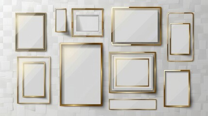 Picture frames set on transparent background realistic