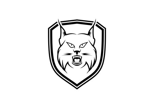 recommend clip art: vector illprotected, security, shield, animal, vector, mascot, head, wildcat, icon, lynx, isolated, wild, graphic, wildlife, mammal, predator, outline, clip art, emblem, feline, ustration of lynx l...