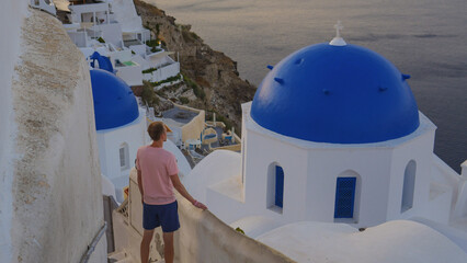 Man enjoying the view in Santorini, Greece